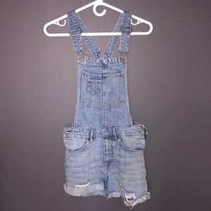 denim short overalls for juniors